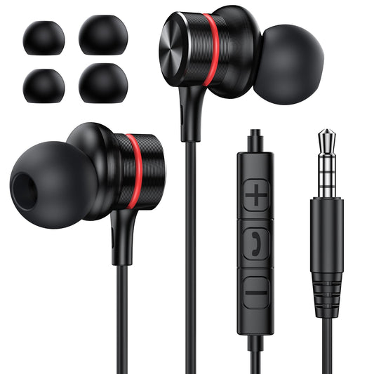 MOSWAG Wired Earbuds with Microphone, 3.5mm in-Ear Headphones with Noise Isolating Fit & Clear Sound, Comfortable Ergonomic Earpieces for Phone…