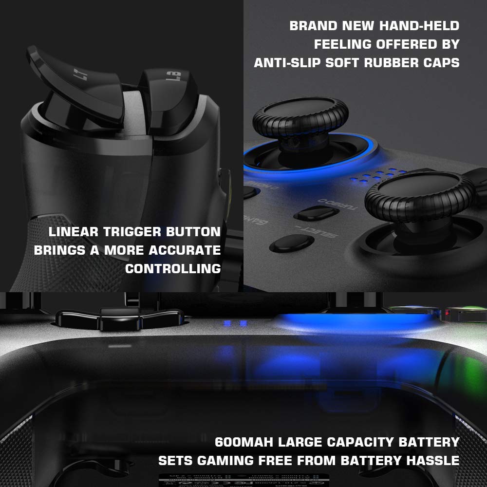 GameSir T4 pro Wireless Bluetooth Game Controller for Windows 7 8 10 PC/iOS/Android/Switch, Dual Shock USB Mobile Phone Gamepad Joystick for Apple