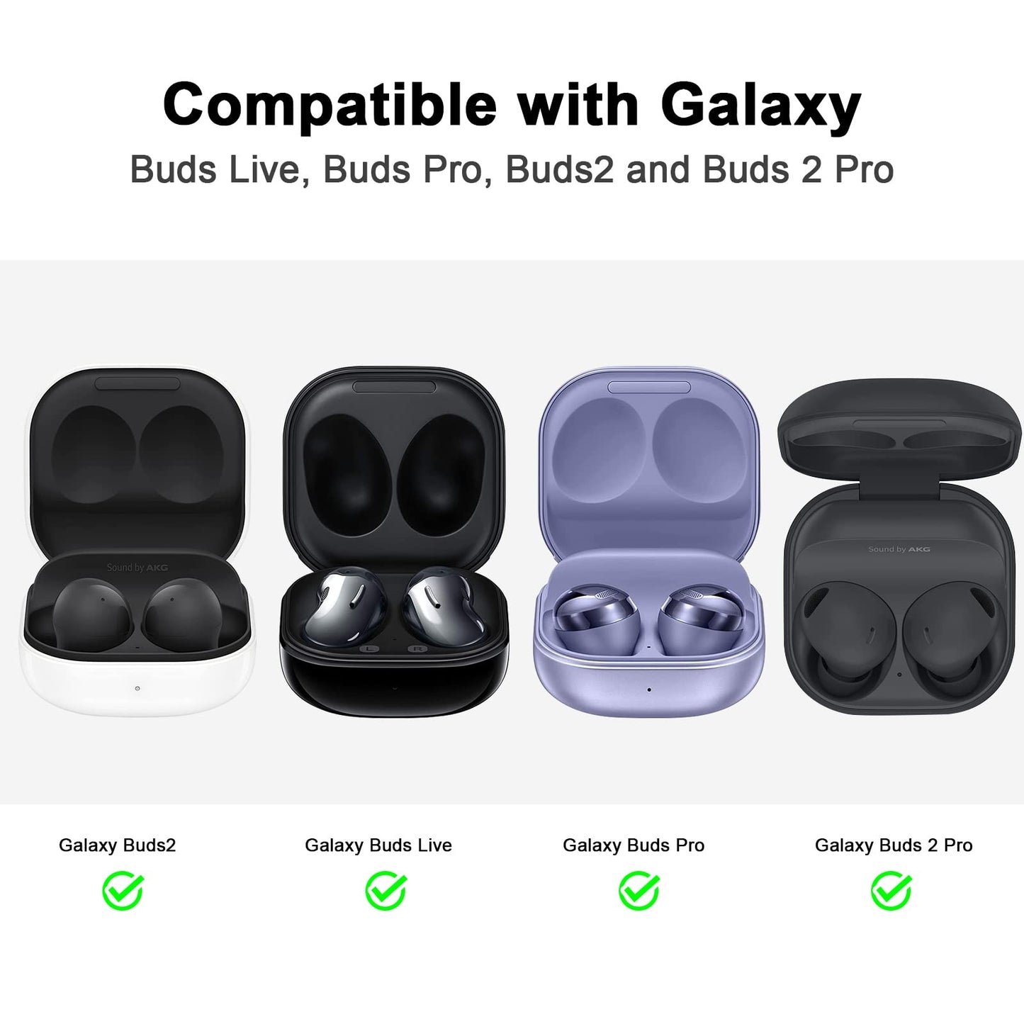 AIRSPO Silicone Case Compatible for Samsung Galaxy Buds 2 Pro/Galaxy Buds2/ Galaxy Buds Pro 2/ Galaxy Buds Live/Galaxy Buds FE Case (Black)