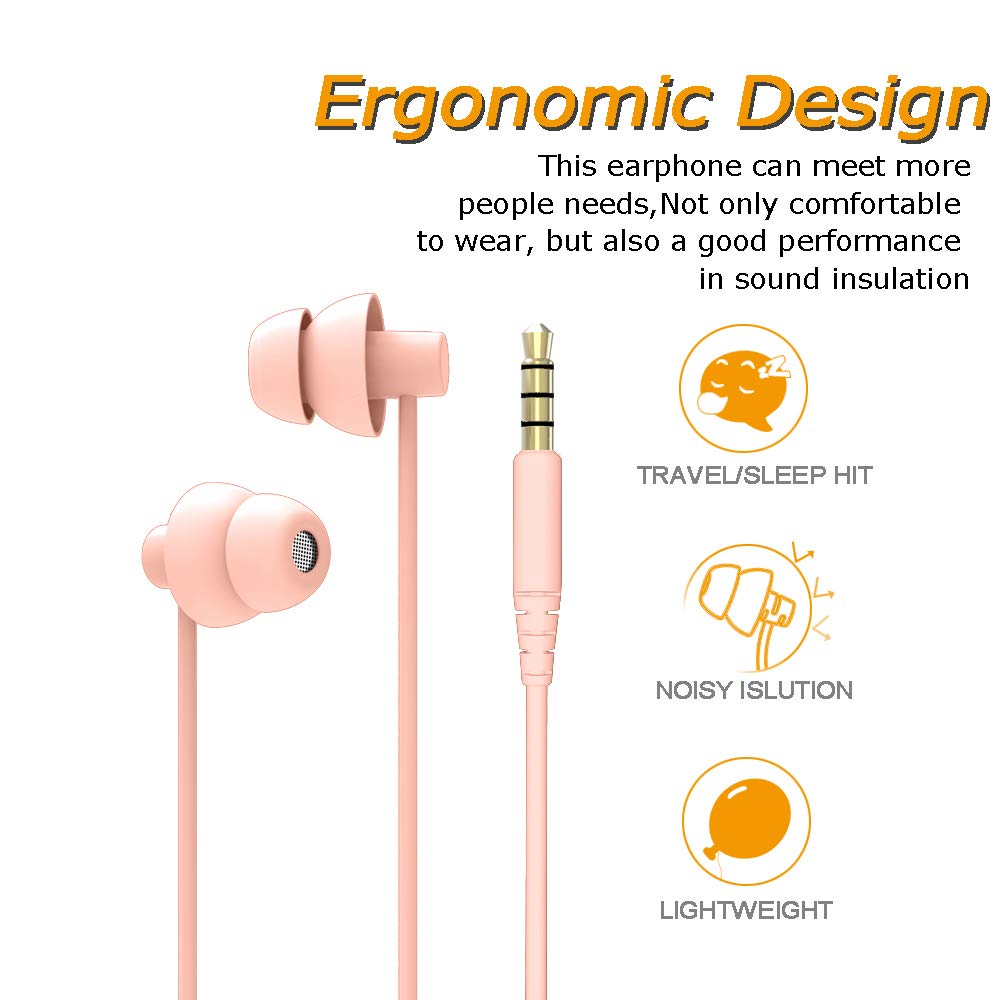 MAXROCK Super Mini Total Soft Silicon Earbuds Headphones with Mic for Cellphones iPad Tablet MP3 Laptop and Most 3.5mm Audio Player, Coral Pink