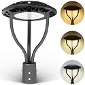 LED Post Top Light with Dusk to Dawn Photocell, 20W/30W/40W/60W Wattage Selectable, 3000K/4000K/5000K CCT Tunable, LED Post Top Outdoor Circular Area