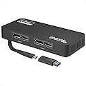 Plugable 4K DisplayPort and HDMI Dual Monitor Adapter for USB 3.0 and USB-C, Compatible with Windows