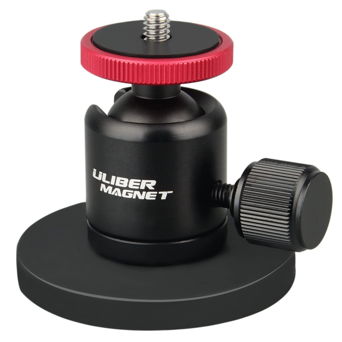 ULIBERMAGNET 60lb Magnetic Camera Mounting Base with Mini Ball Head, Super Strong Rubber Coating Neodymium Magnet with 1/4’’-20 Male Thread Stud