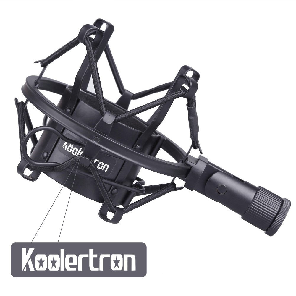 Koolertron Microphone Shock Mount,Mic Clip Holder,Universal 50MM Anti-Vibration Mic Holder for 48MM-54mm Diameter Studio Condenser Mic (Black)
