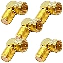 Seismic Audio - SAPT502-5 Pack of Gold Plated Coaxial RG6 Right Angle F-Type Cable Adapters