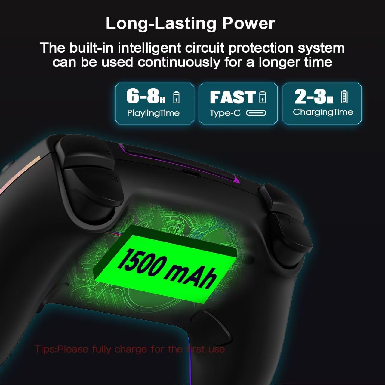 SZDILONG Wireless Controller with 7 Colors RGB Light for PS5 Pro/Slim,MAC,iOS,Steam,PC Windows/Android 10 and Above,Support