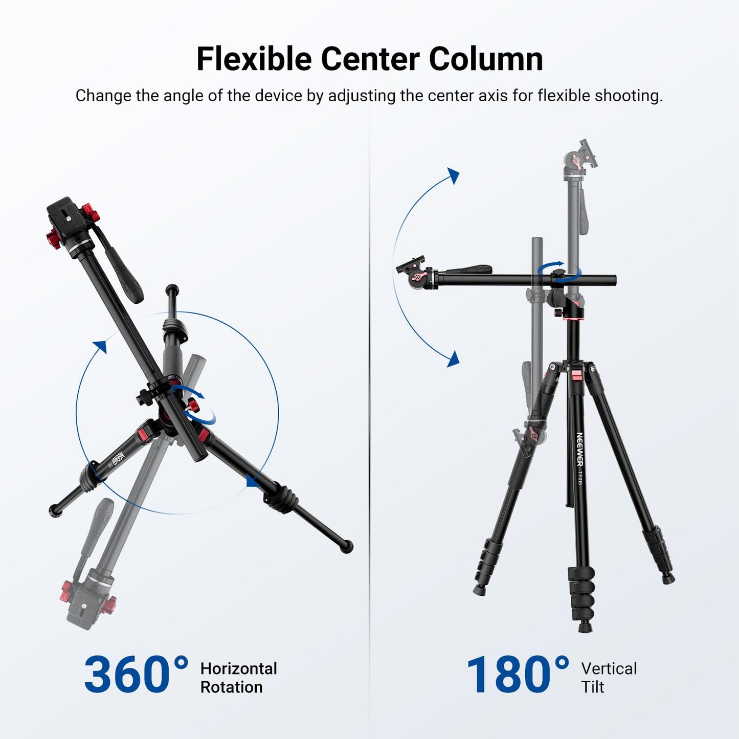 NEEWER Basics Overhead Camera Tripod Monopod with Fluid Head & Horizontal Center Column, 75.4 Inch Tall Metal DSLR Video Travel Stand, Arca Type QR
