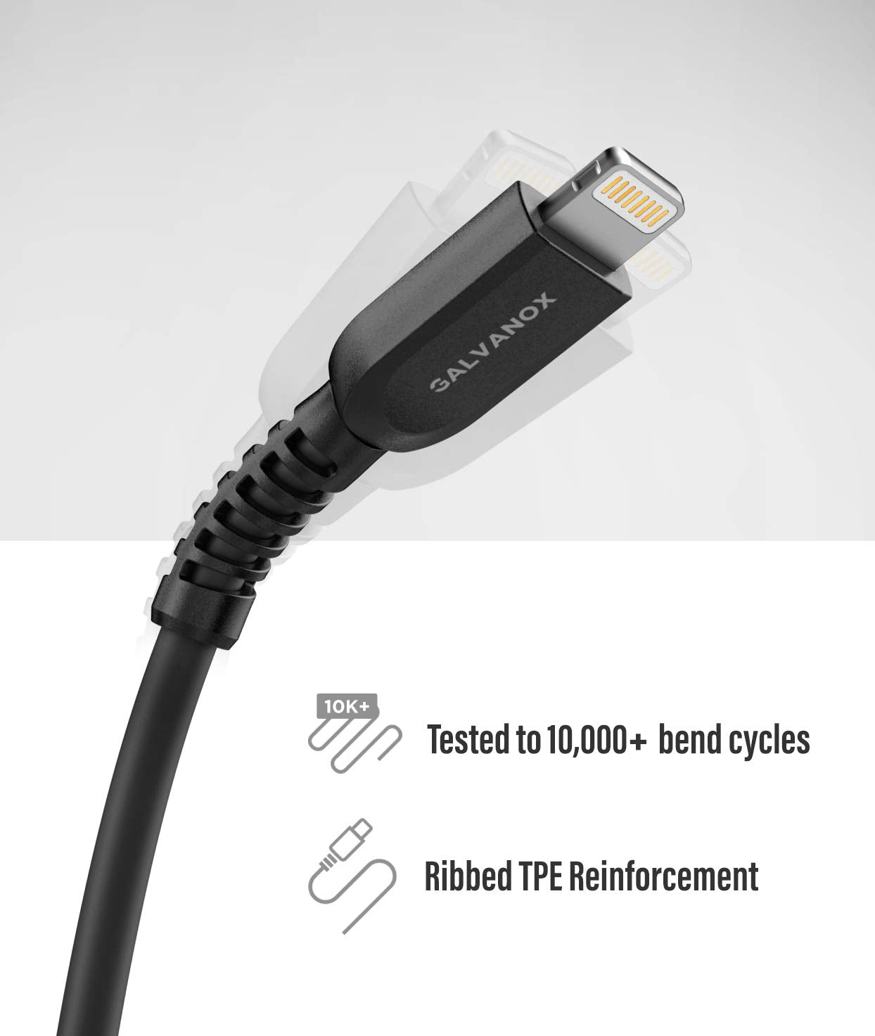 GALVANOX Short Lightning Charging Cable (3 Pack) Apple MFi Certified USB C to Lightning 1ft Braided Charger Cords Compatible with iPhone…