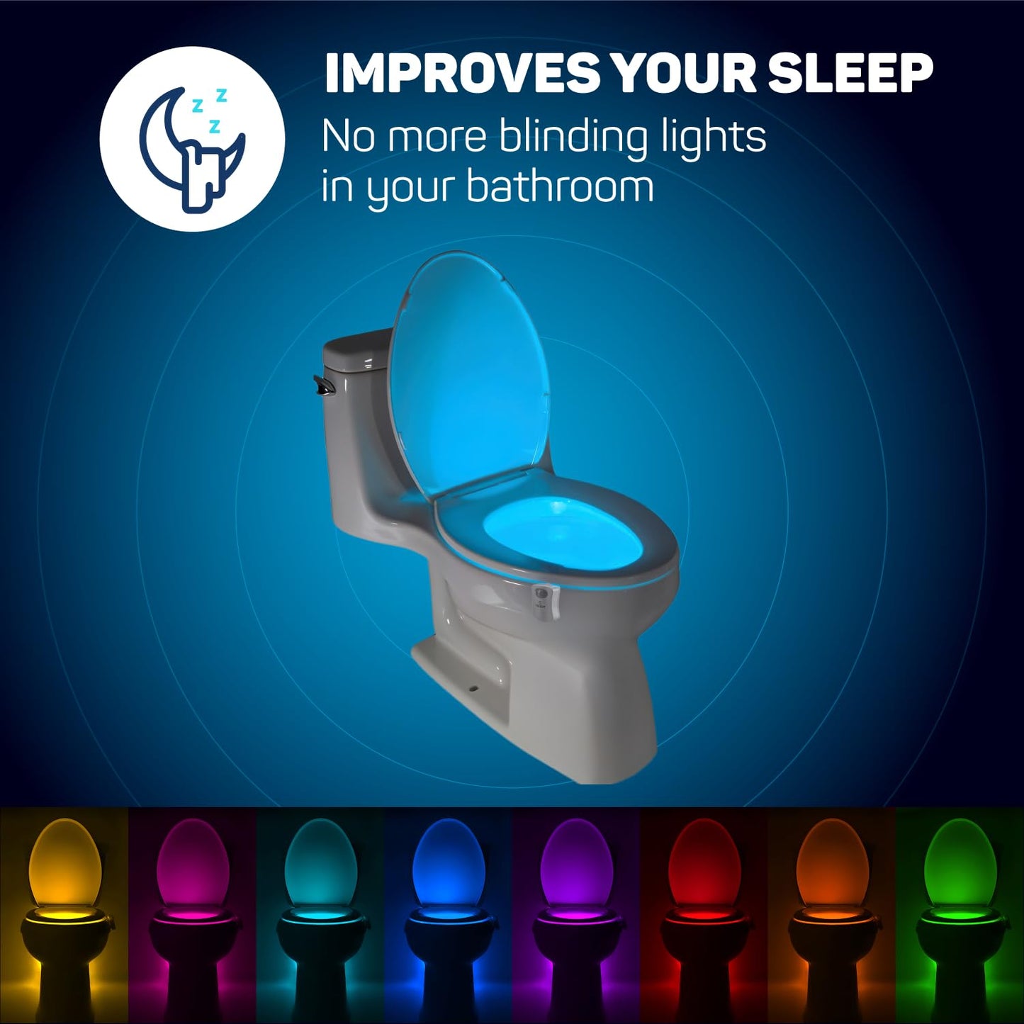 ToiLight The Original Toilet Bowl Night Light. Fun Useful Bathroom Motion Sensor Tech Gadget. Funny Novelty Birthday Gift Idea. Stocking Stuffer