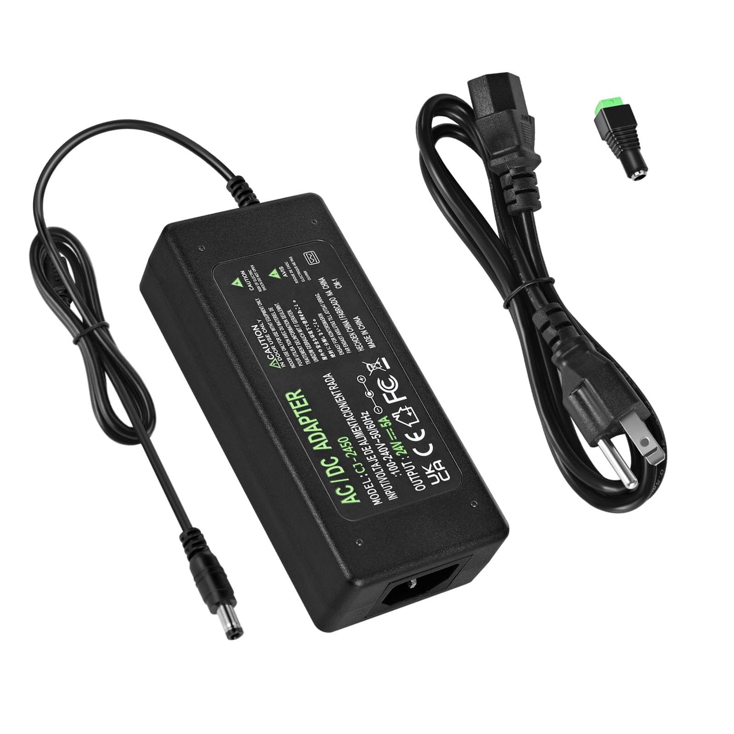 Power Supply 24V 5A,AC 100-240V to DC 24V 120W Converter Adapter Driver Transformer with 5.5mm x 2.5mm/2.1mm Jack, US Plug for Led Strips,LCD…