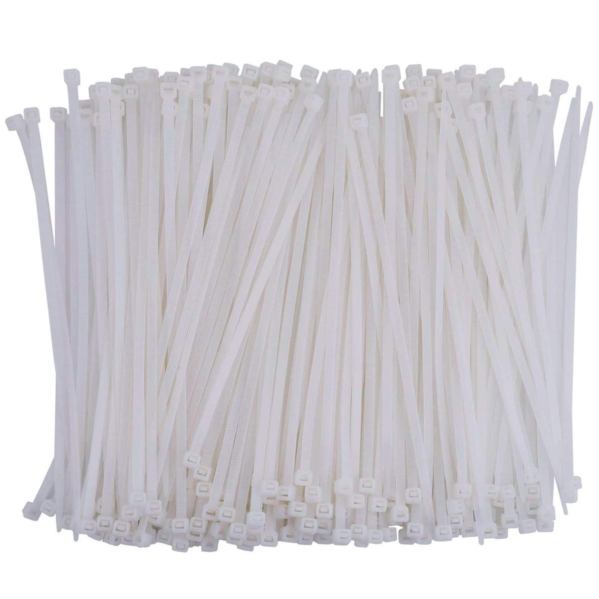 ZLYY 1000 Pcs Nylon Cable Zip Ties Self-locking 6 Inch, 0.12" x 6" Standard Medium Length Industrial Grade Cable ties (White)