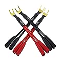 WJSTN-012 3-in Spade Plug to Two Dual 4mm Banana Plug Audio Cable adapters ?45 Degree Type Y Plug Speaker distributors 4-Pack