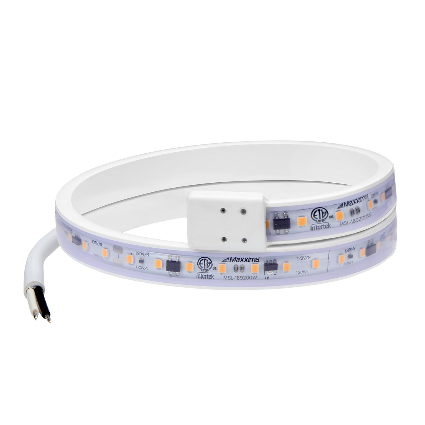 Maxxima 18 in. Hardwired LED Under Cabinet Strip Light, 690 Lumens, 3000K Warm White, Kitchen and Living Room 120V White Cove Lighting, No Power