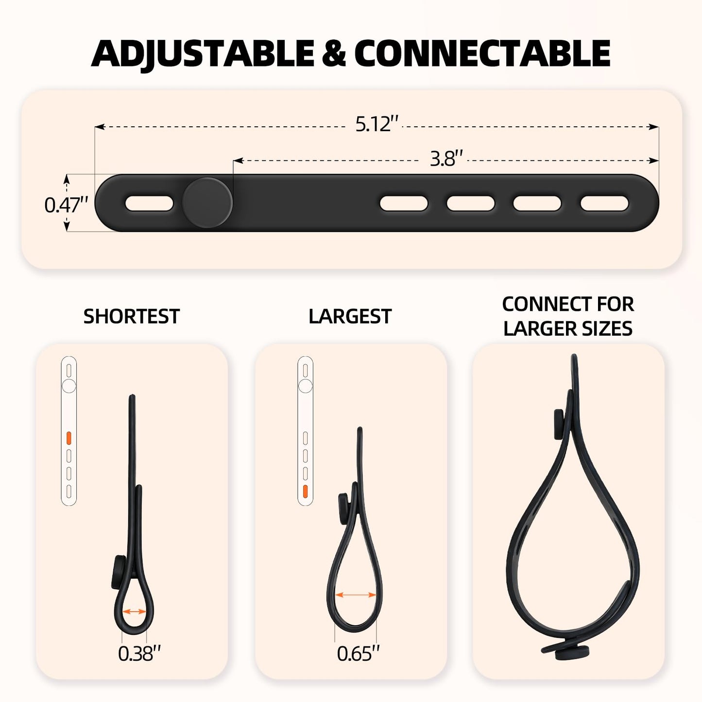 Hanging Cable Organizer System with Self Adhesive Hooks - Silicone Cord Ties for Kitchen Appliances, Power Tools, Computer Cords & Phone Chargers