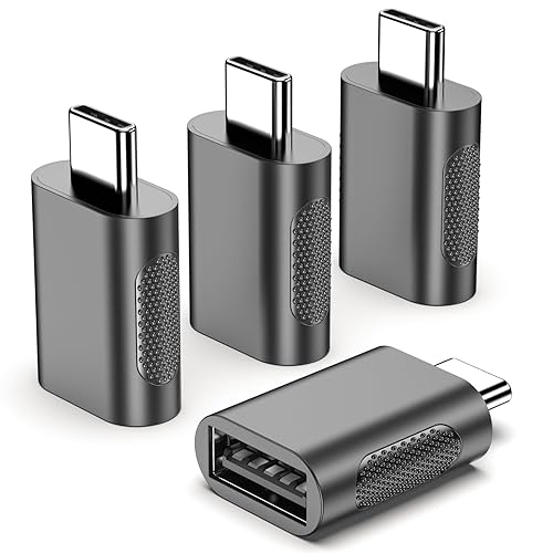 POHFP USB C Adapter (4 Pack), Type C Male to USB Female Connector, USB 3.0 Female to Thunderbolt 4/3 Adapter Compatible with MacBook Pro, Chromebook…