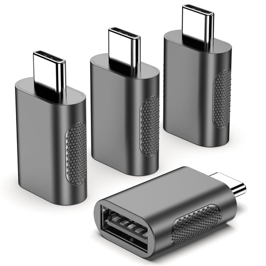 POHFP USB C Adapter (4 Pack), Type C Male to USB Female Connector, USB 3.0 Female to Thunderbolt 4/3 Adapter Compatible with MacBook Pro, Chromebook…