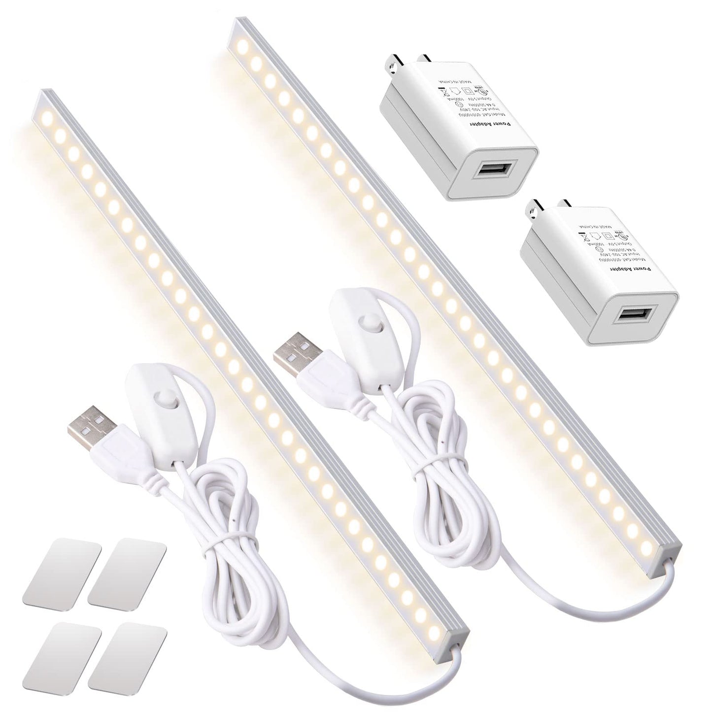 DWEPTU 2Pack LED Under Cabinet Light LED Light Bar with USB Powered Under Cabinet Lights for Closet Light Bar Under Counter Lighting Work Tables