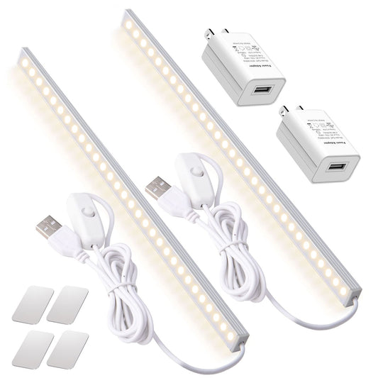 DWEPTU 2Pack LED Under Cabinet Light LED Light Bar with USB Powered Under Cabinet Lights for Closet Light Bar Under Counter Lighting Work Tables