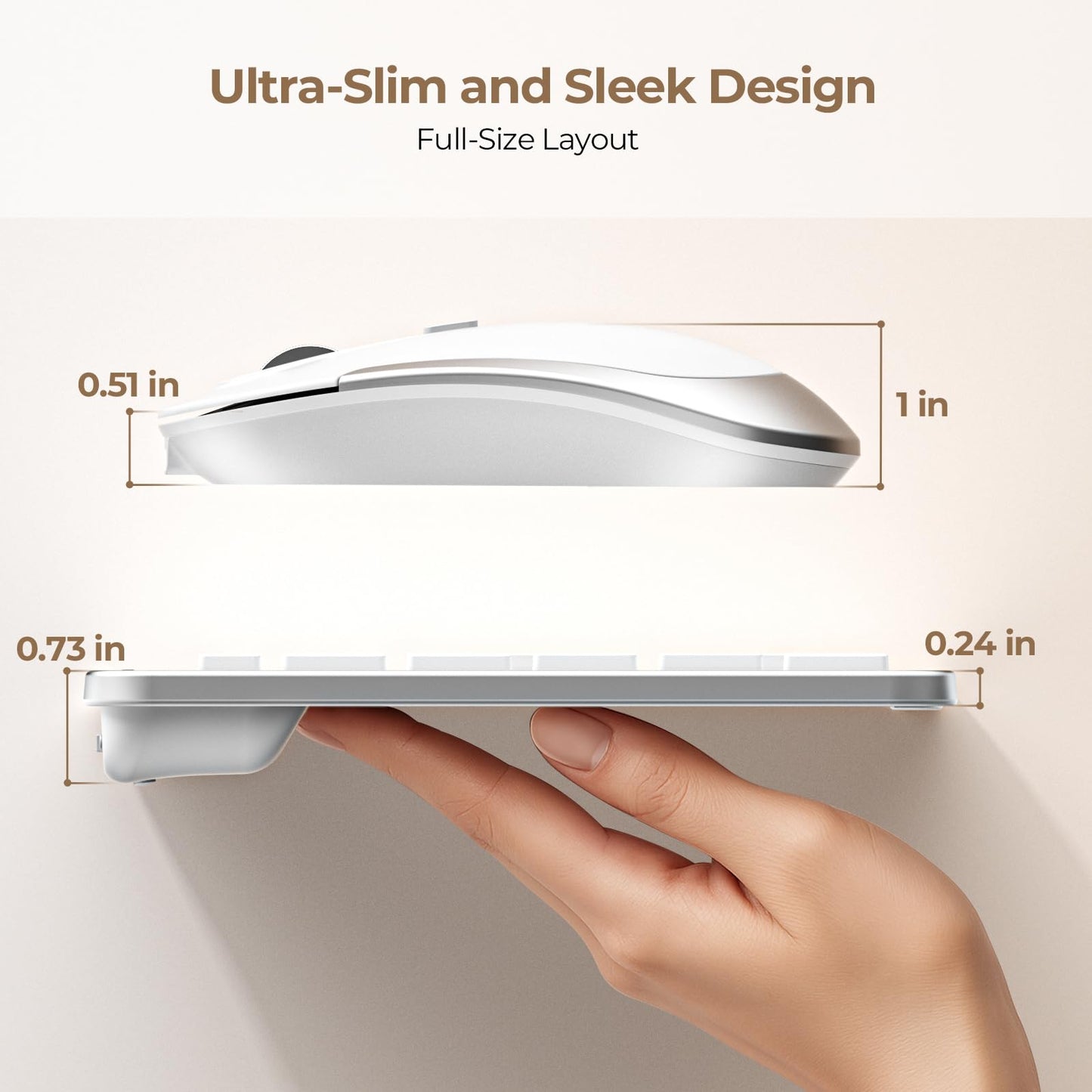 seenda Wireless Keyboard and Mouse Combo, Rechargeable Quiet Keyboard Mouse, Sleek and Ultra Thin Design, Full-Size with Number Pad for Windows