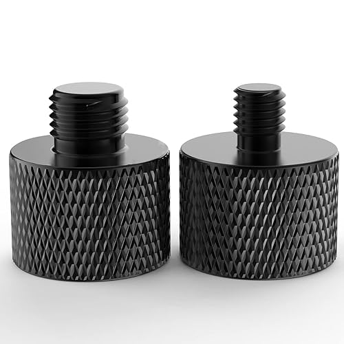 Donuts Mic Stand Adapter 5/8 to 3/8 and 5/8 to 1/4 Mic Thread Screw Adapter Combo Pack For Microphone Mounts and Stands 2 Pack Black