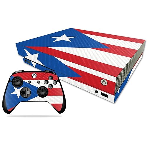 MightySkins Carbon Fiber Skin for Microsoft Xbox One X - Puerto Rican Flag | Protective, Durable Textured Carbon Fiber Finish | Easy to Apply, Remove