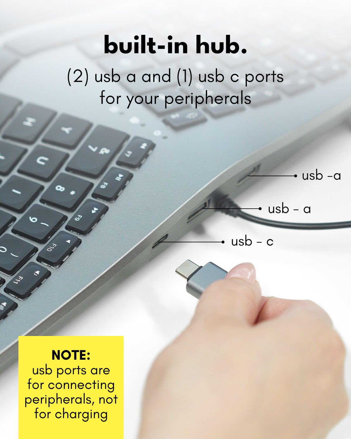 Macally Wired Ergonomic Keyboard for Mac - USB Hub, Backlit Keys, Dual USB C + A Plug, Split Design, Padded Wrist Cushion - Compatible Apple Keyboard