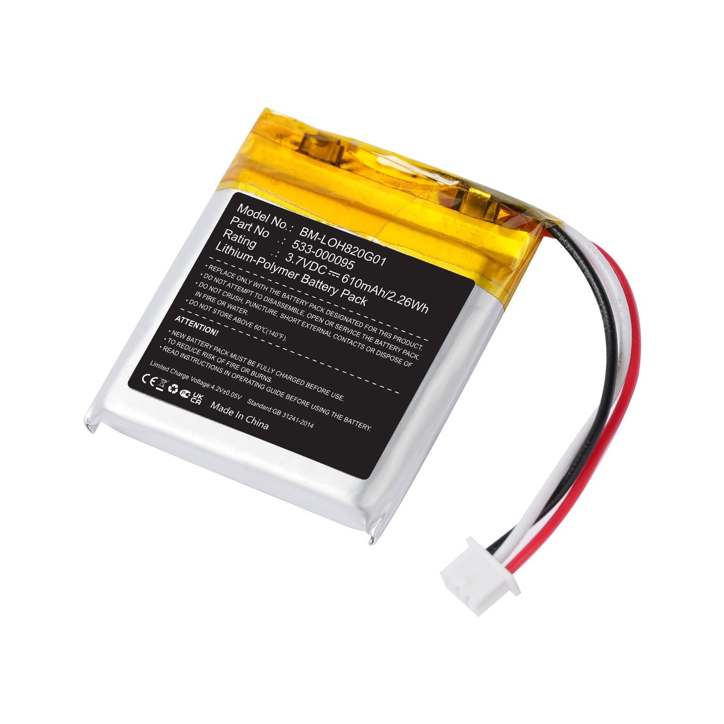 Estry 610mAh Battery Replacement for Logitech H820e 533-000095
