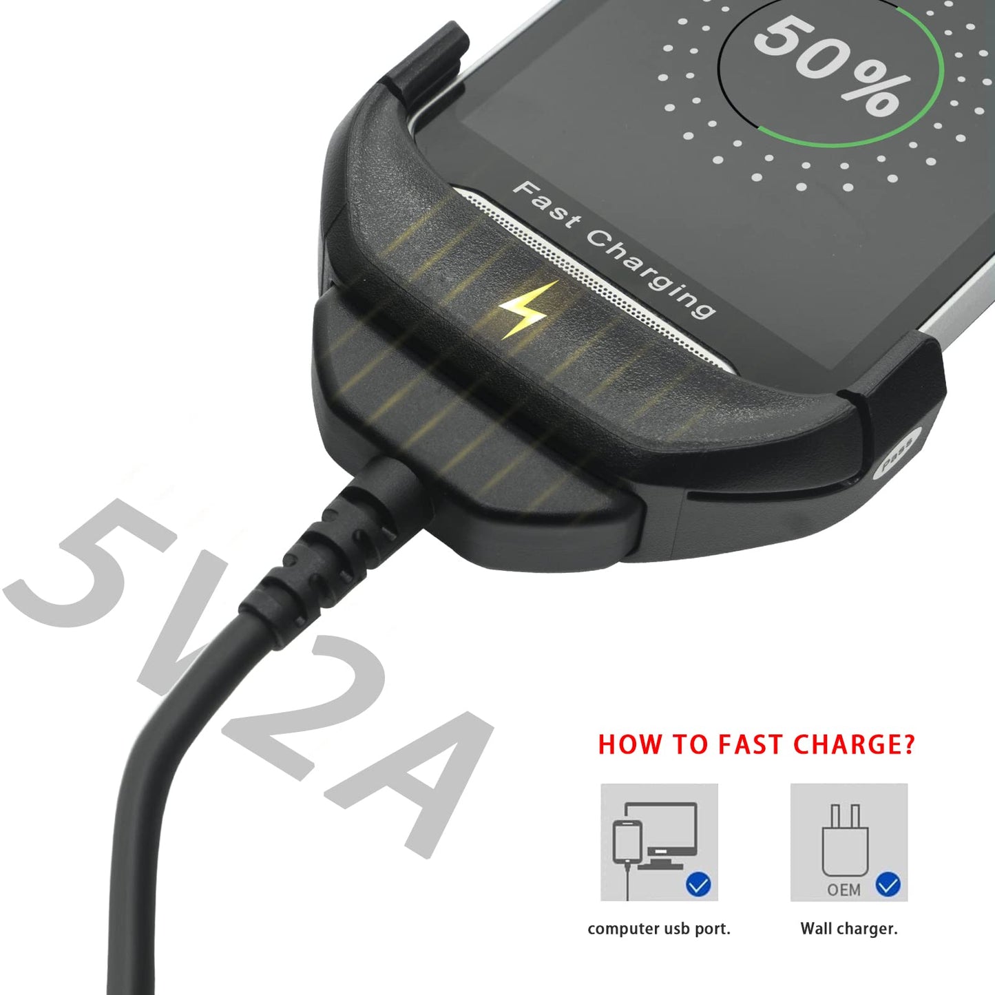 Tc51 Charger,Scanner Charger Cable for Zebra TC51 TC510K TC52 TC56 TC57,5V2A with 6ft Cable Fast Charger,Suitable Use for Baggage Handlers,Postal