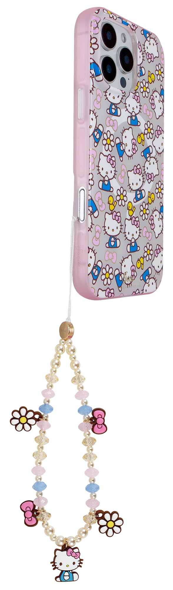 Sonix x Sanrio Beaded Phone Charm | Beaded Wristlet, Universal Phone Strap, and Detachable Cell Phone Lanyard with Silicone Charms | Hello Kitty Pink