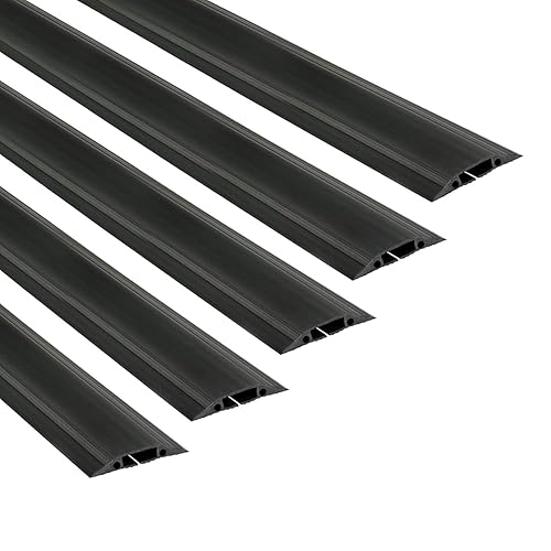 D-Line 6ft Linkable Floor Cord Cover/Cable Protector 5 Pack (30ft Total), Protect Cords and Prevent a Trip Hazard, 5 x 6ft Lengths, Cable Cavity