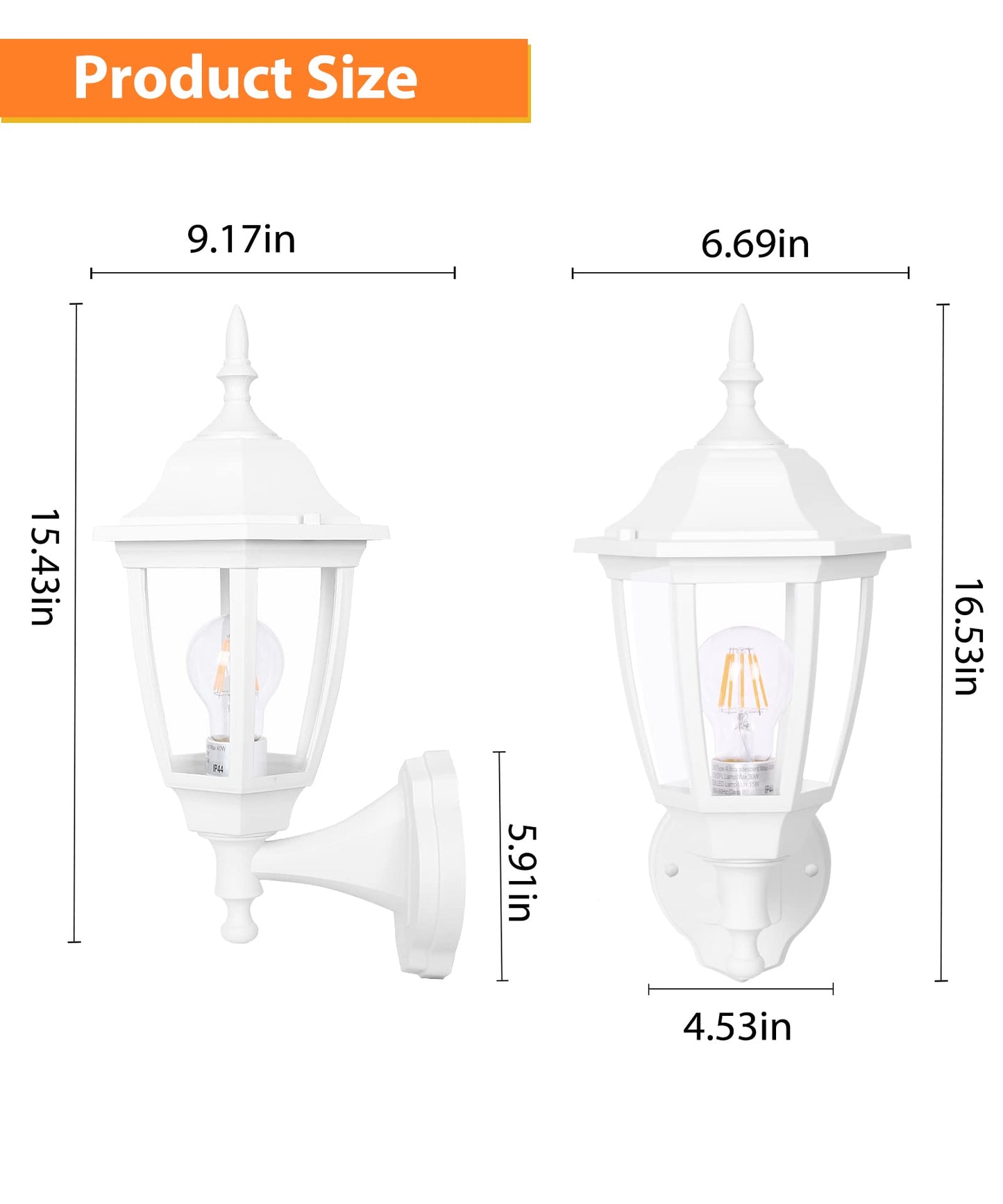 FUDESY Outdoor Wall Lantern, Exterior Waterproof Wall Sconce Light Fixture, White Front Porch Light Wall Mount for Garage, Patio, Yard, FDS2542EW