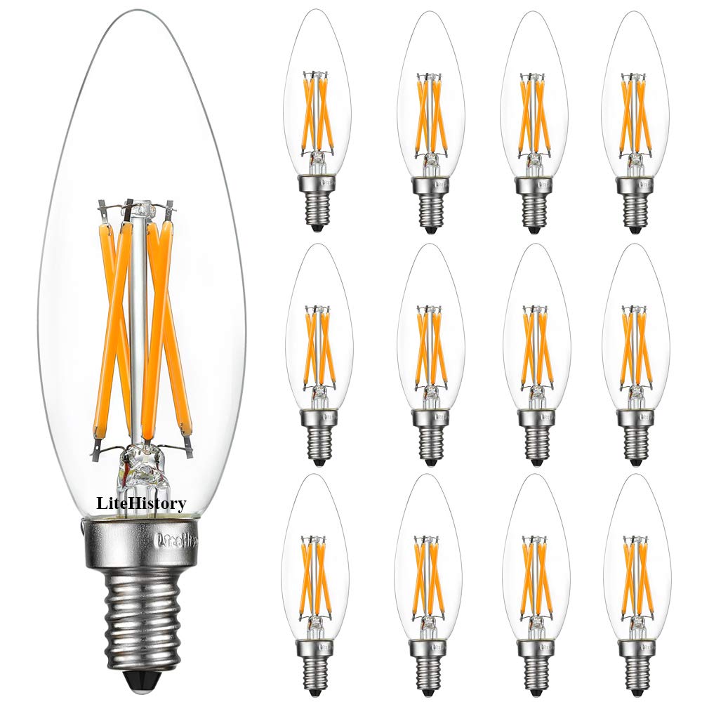 LiteHistory B10 E12 Led Bulb,Light Bulbs 60 watt Soft White,Dimmable,2700K