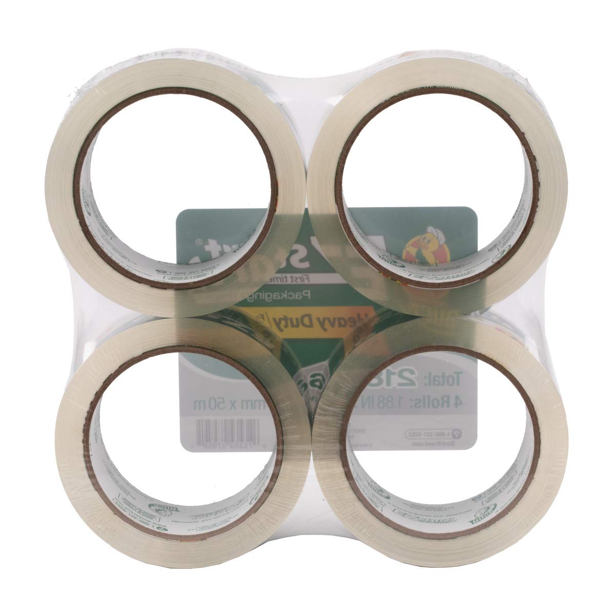 Duck Brand EZ Start Packing Tape Refill, 4 Rolls, 1.88 Inch x 54.6 Yard, Clear (280068)