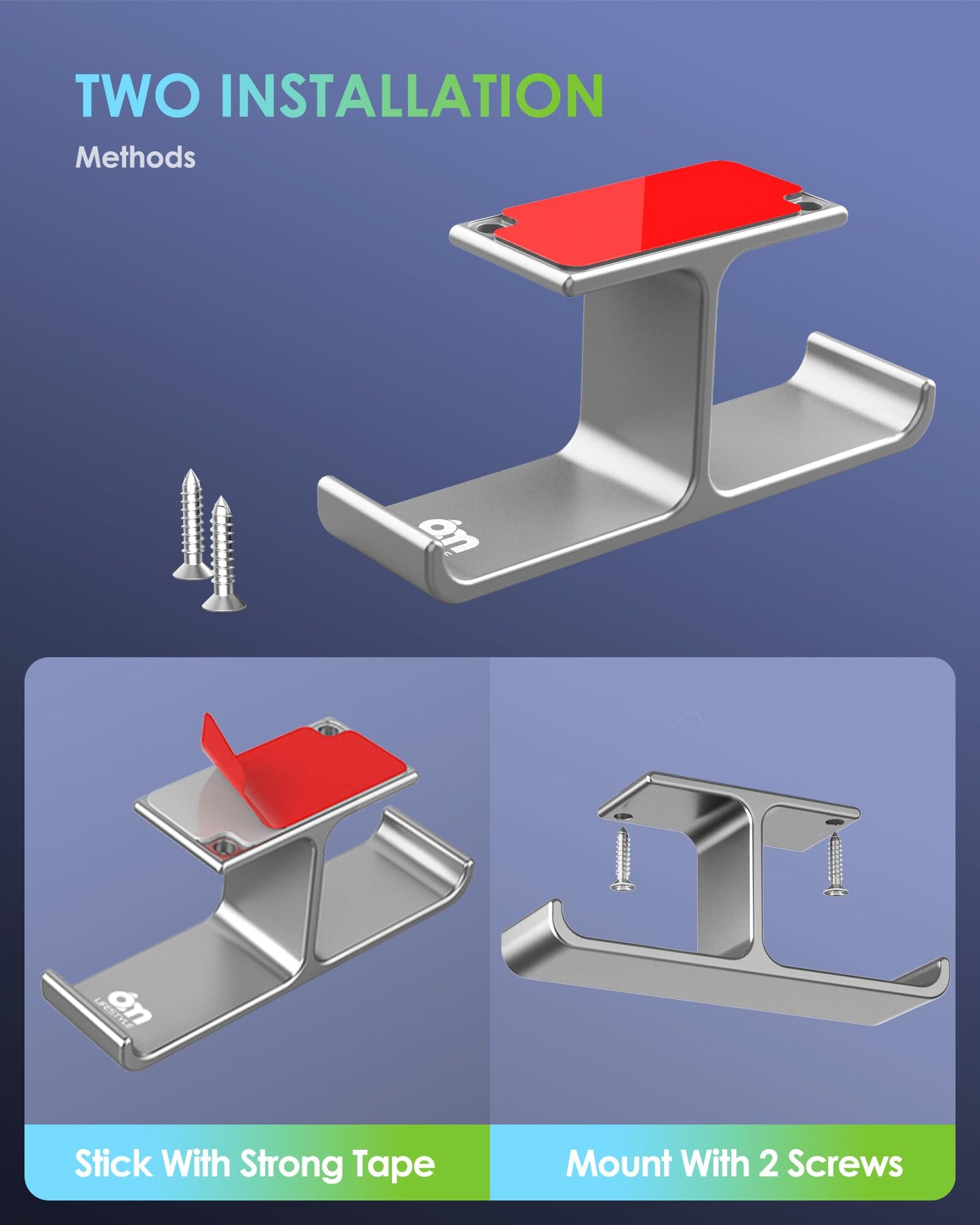 All Aluminum Headset Headphone Stand Hanger Under Desk Designed [Patented] Headphone Holder Hook by Strong Adhesive & Screws,PC Gaming Accessories