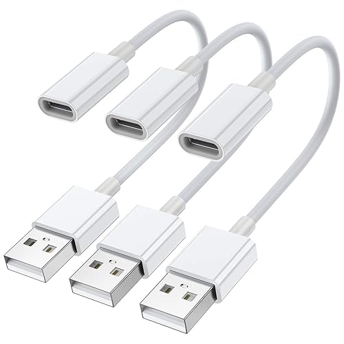 USB C Female to USB Male Adapter (3-Pack),Type C to USB A Charger Cable Adapter,Compatible with iPhone 17 Air 16 Pro 15 Max,iPad,Samsung Galaxy Note…