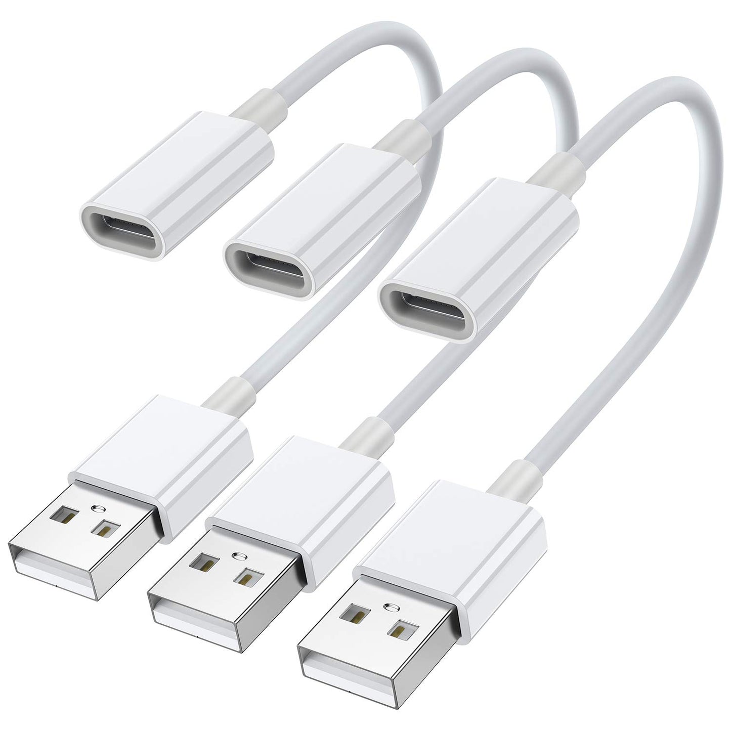 USB C Female to USB Male Adapter (3-Pack),Type C to USB A Charger Cable Adapter,Compatible with iPhone 17 Air 16 Pro 15 Max,iPad,Samsung Galaxy Note…