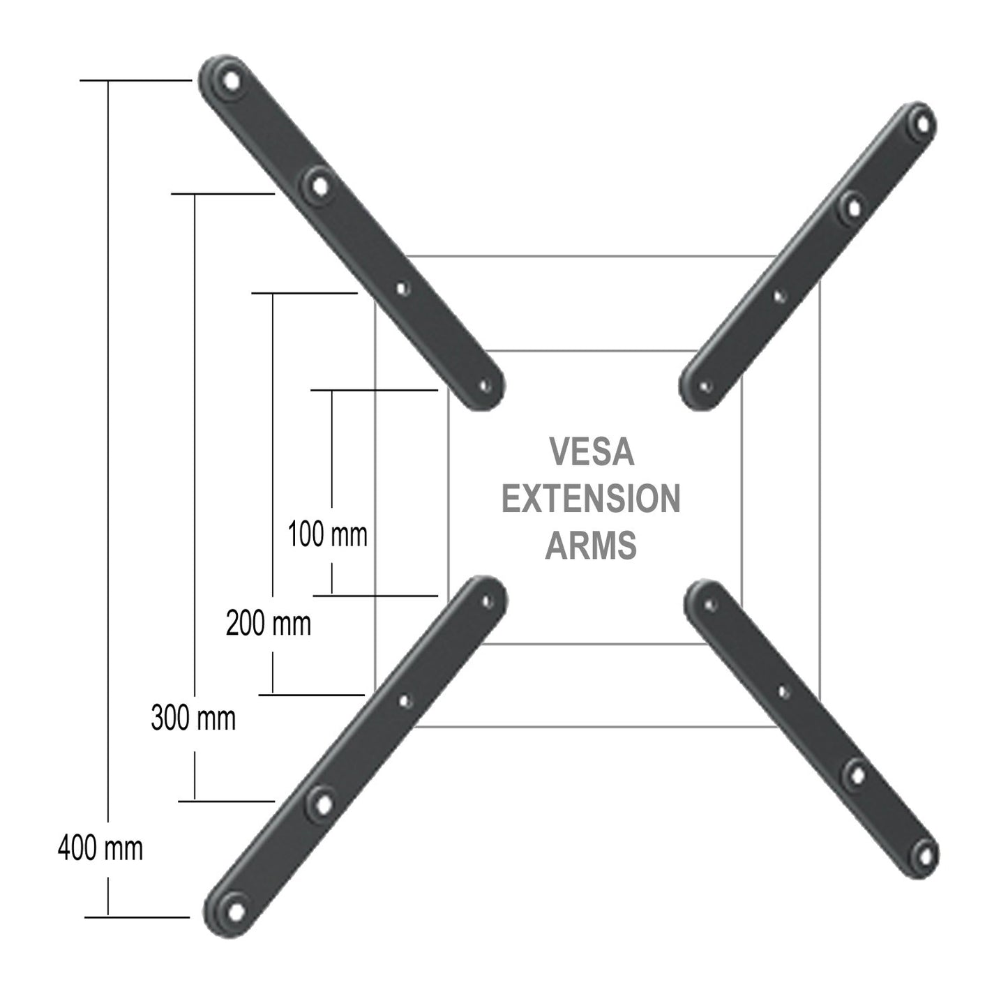 Master Mounts 106 VESA Pattern Extension Arms (4 Arms Included) - LED LCD Arms Attach to Your TV Mount to Extend The VESA Hole Pattern up to 400x400