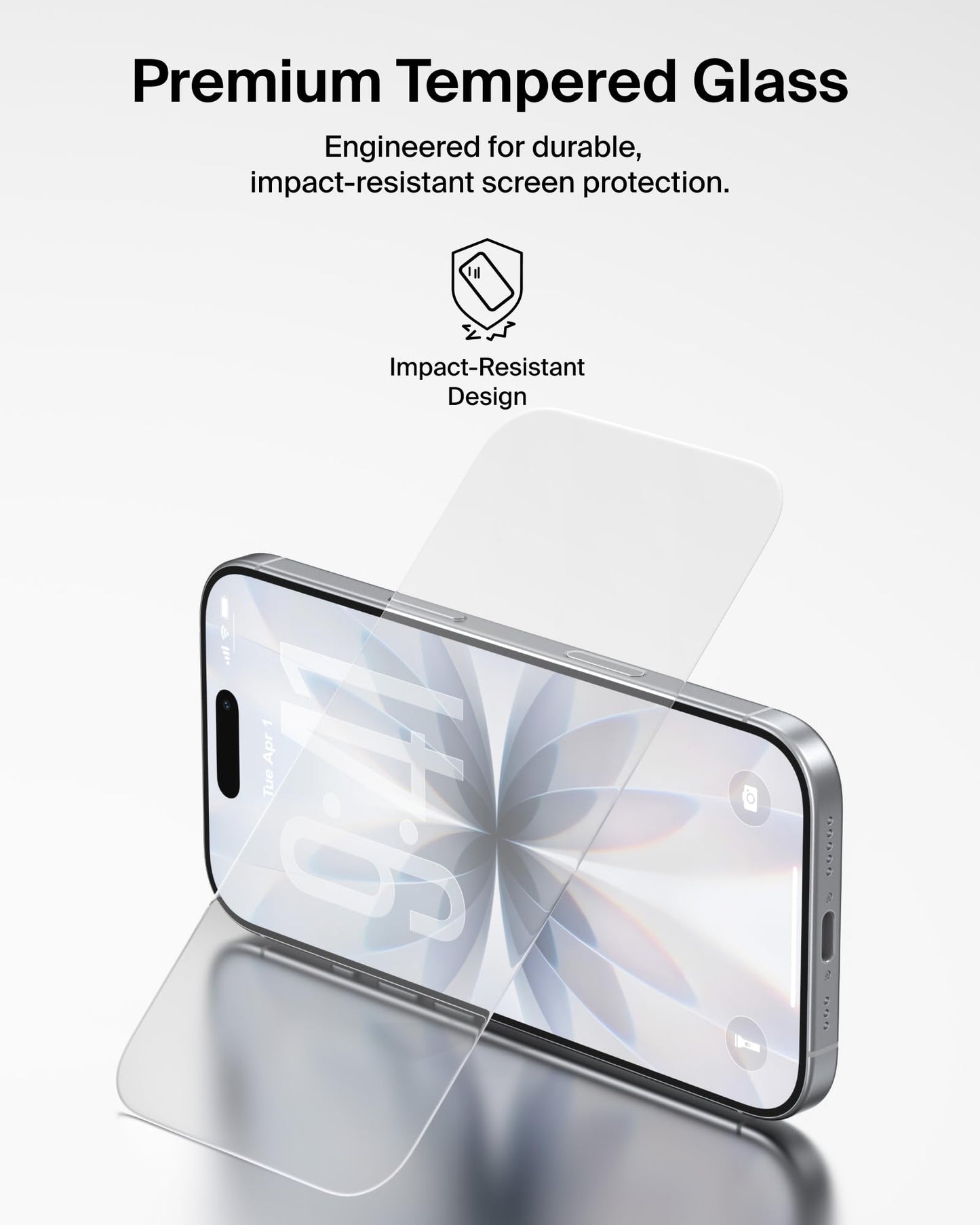 Belkin ScreenForce TemperedGlass Screen Protector for iPhone 17/16 Pro, Scratch-Resistant Impact Protection w/Included Easy Align Tray for Bubble Free