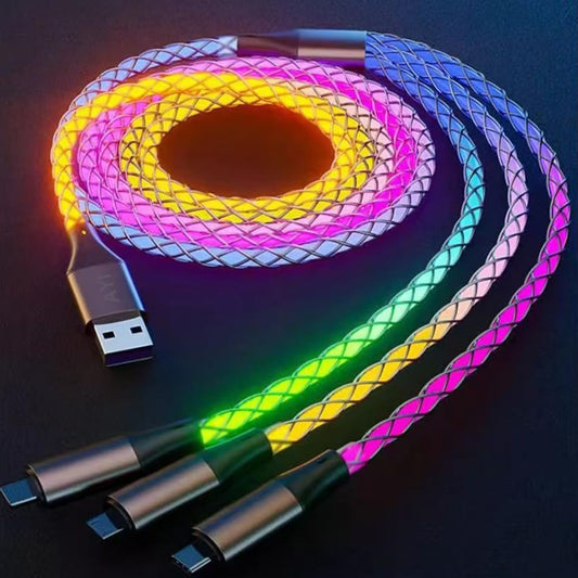 AYI 3 Combinations Multi Ports Charger Cable USB A to USBC Micro PD Fast Charging Cord Lighted Up Current Flowing Compatible with Almost of Electrical