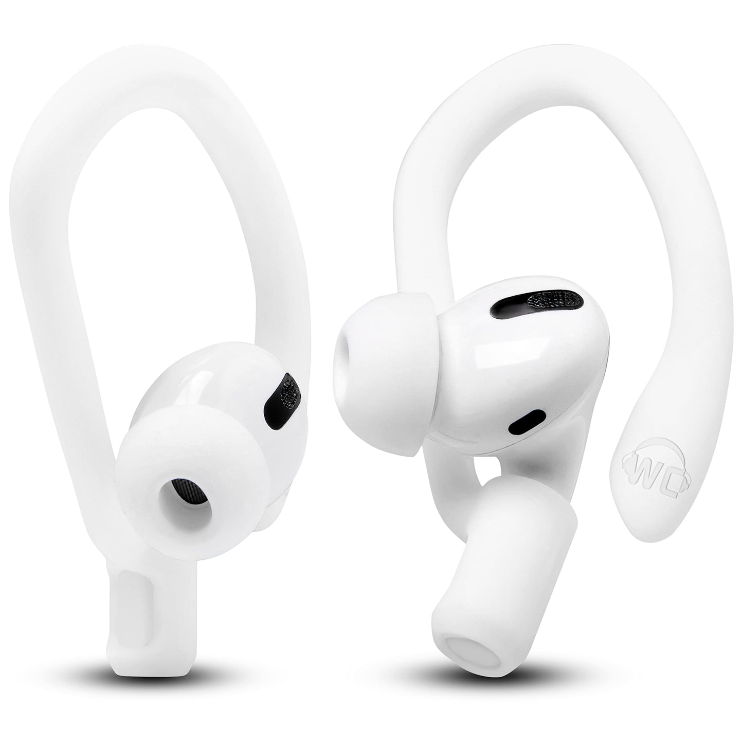 WC HookZ - Patented Upgraded Over Ear Hooks for AirPods Pro 1, 2 & AirPods 1, 2 & 3- Two Size Pairs Included in Package, Unique Left & Right Hook