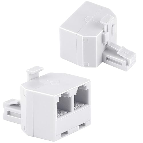 Uvital RJ11 Duplex Wall Jack Adapter Dual Phone Line Splitter Wall Jack Plug 1 to 2 Modular Converter Adapter for Office Home Fax Model Cordless Phone