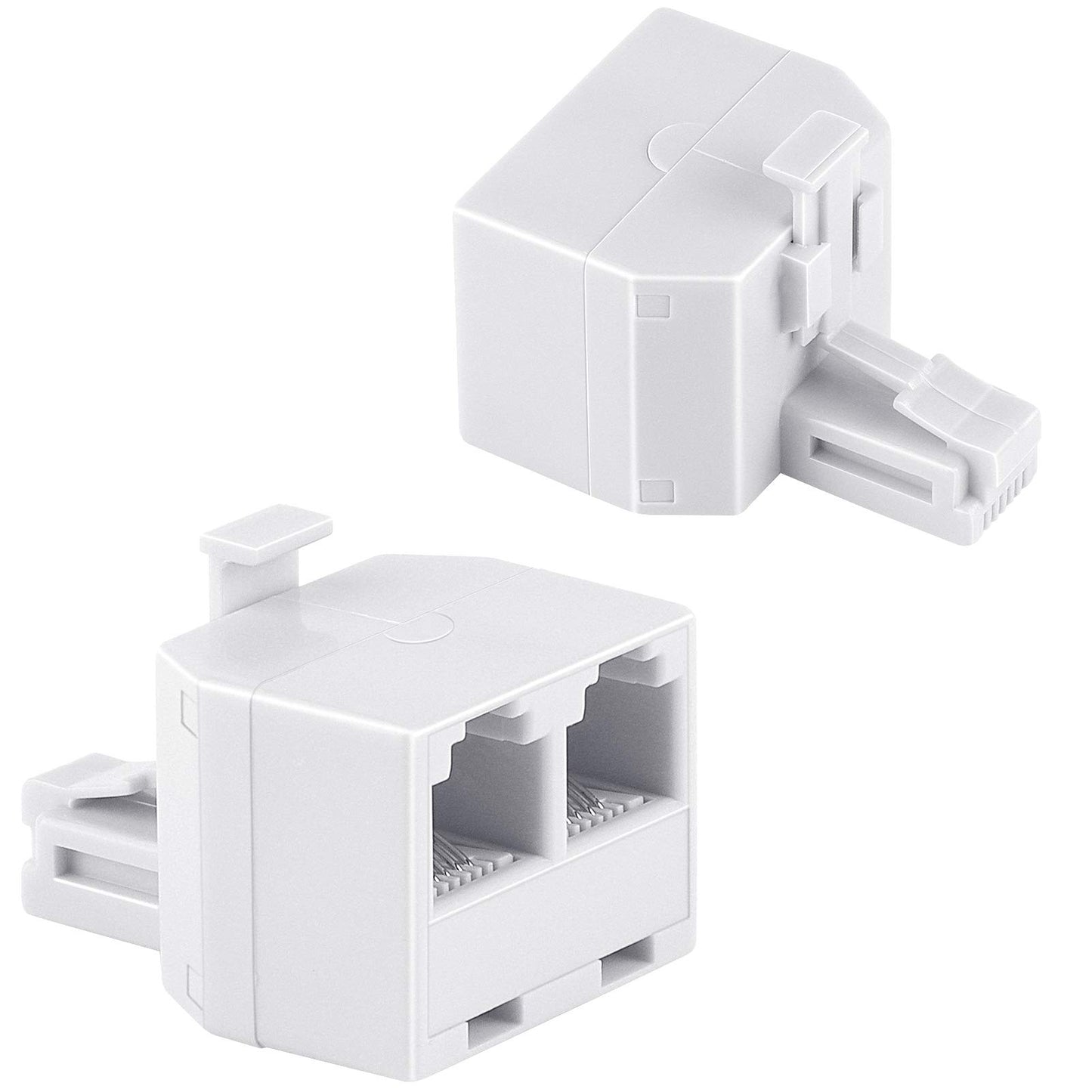 Uvital RJ11 Duplex Wall Jack Adapter Dual Phone Line Splitter Wall Jack Plug 1 to 2 Modular Converter Adapter for Office Home Fax Model Cordless Phone