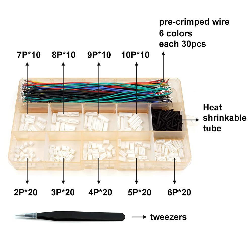 elechawk 1.25mm Pitch Connectors and Pre-Crimped Cables Compatible with JST Molex PicoBlade 1.25mm for Pixhawk Silicone 15cm Wire