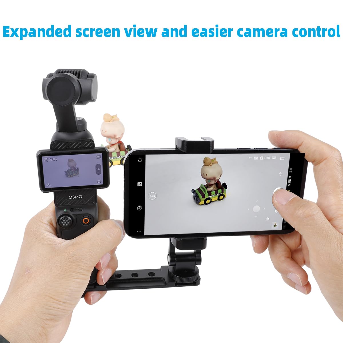 Leenconghui Aluminium Alloy Phone Holder Mount for DJI Pocket 3, Cell Phone Holder Tripod Adapter Phone Clip Expansion Accessories with 1/4" Thread