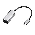Amazon Basics Aluminum USB-C to RJ45 Gigabit Ethernet Adapter, Portable, Fast Network, Grey, 2.07 x 0.81 x 0.6 inches
