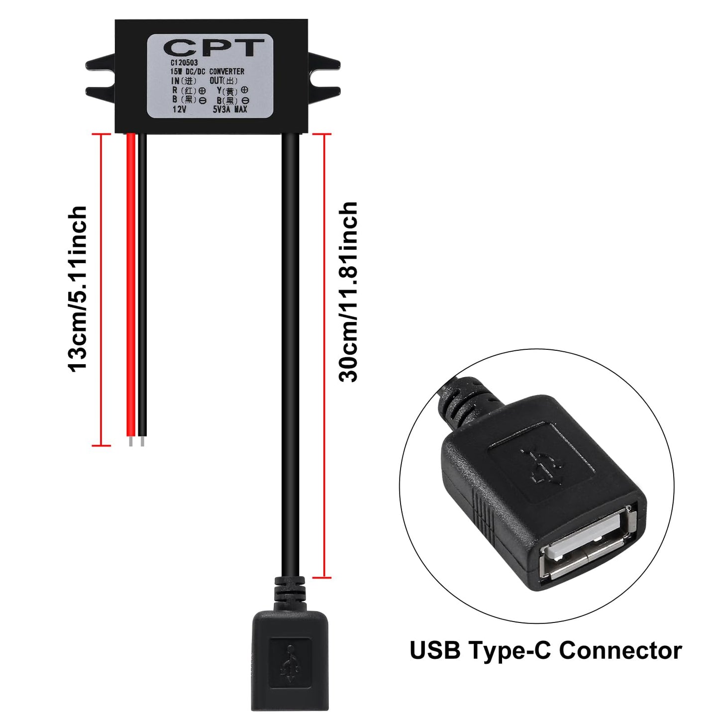 AITRIP 1PCS 12v to 5v Dc Converter Buck Module USB Output Power Adapter USB Female DC Car Power Converter Regulator