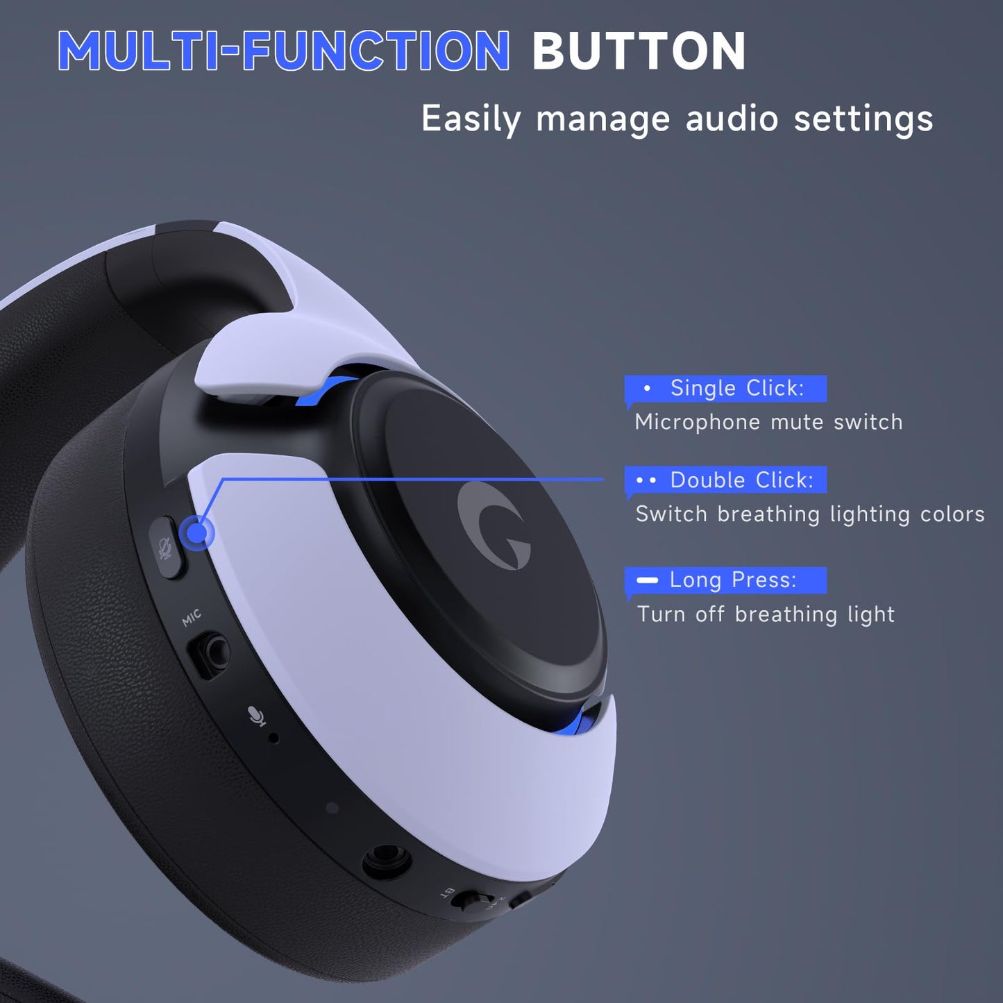 Gtheos Wireless Gaming Headset for ps5, ps4, Elden Ring, PC, Mac, Switch, Bluetooth 5.3 Gaming Headphones with Noise Canceling Microphone, 45H