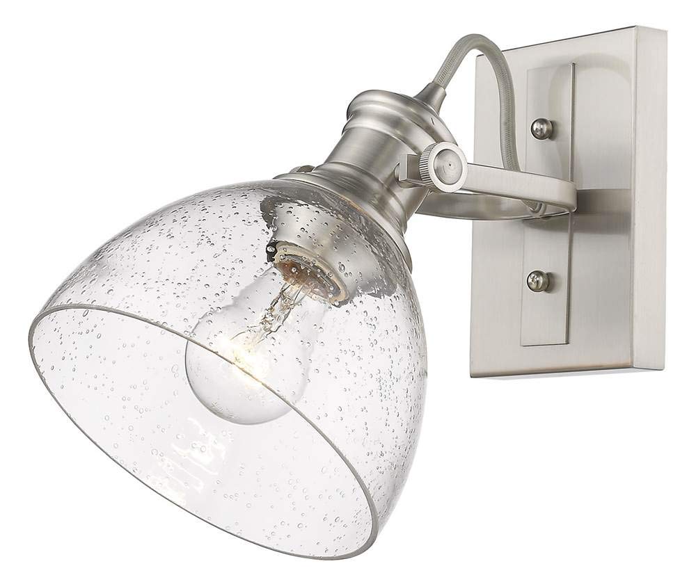 Golden Lighting 3118-BA1 PW-SD Hines Vanity Light, Pewter with Seeded Glass