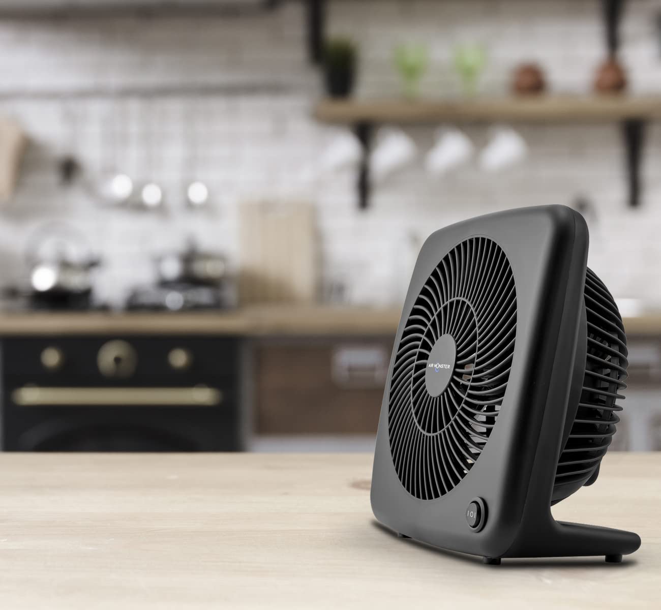 Air Monster 7 Inch Room Fan, Small Fan, Table Fan, Matte Black, 2 Speed