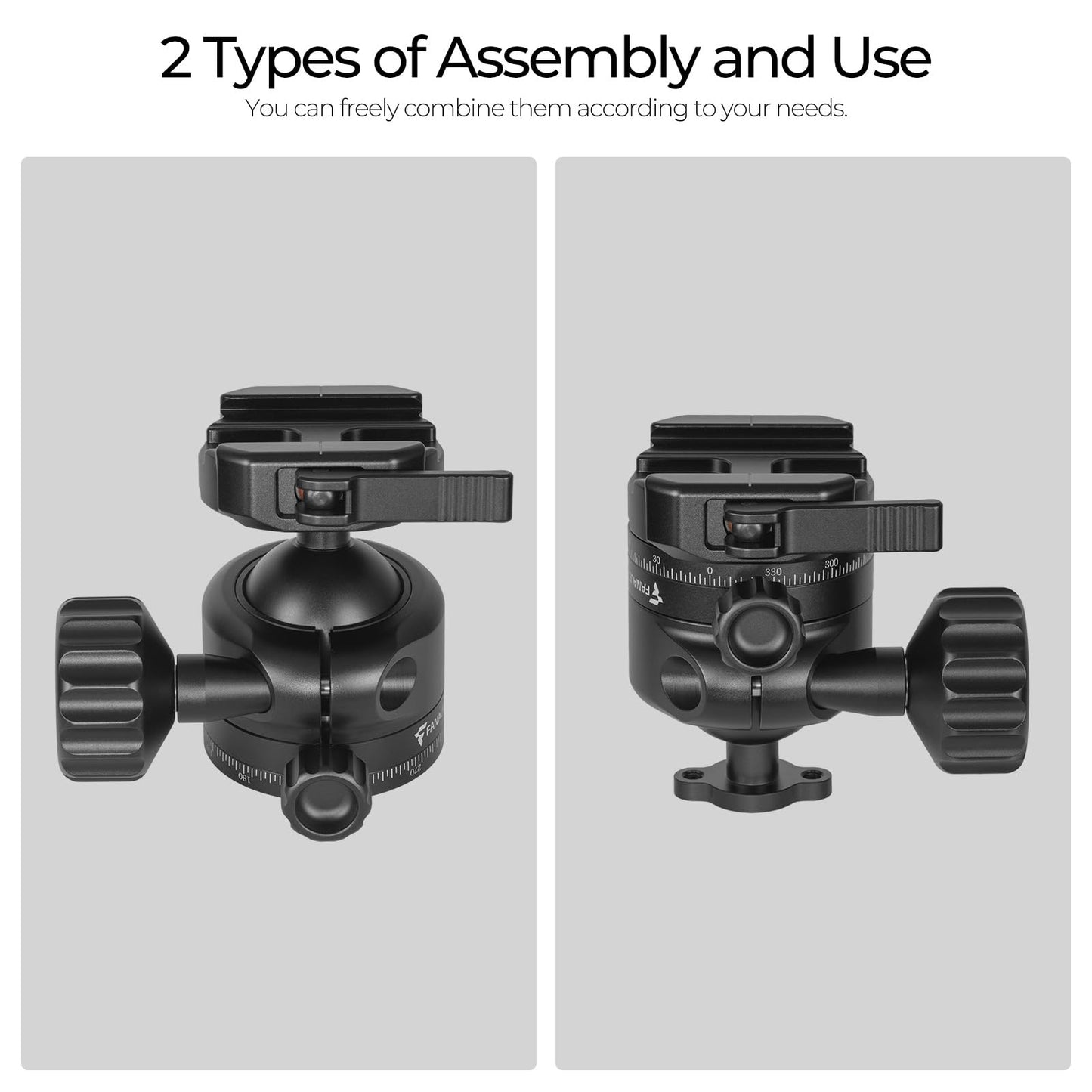 FANAUE XB-40T Tripod Ball Head Mount Compatible with Arca Swiss Quick Release Plate 3/8" Thread Mount 360 Panorama Rotation for Tripod Monopod DSLR